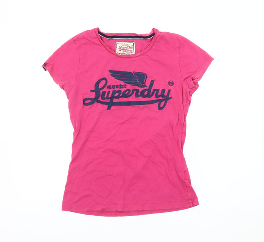 Superdry Women’s Pink T-Shirt, Medium, Vintage Style