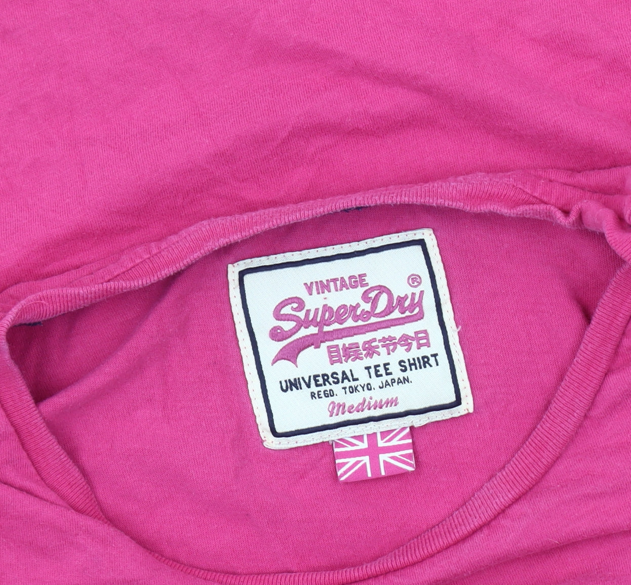 Superdry Women’s Pink T-Shirt, Medium, Vintage Style
