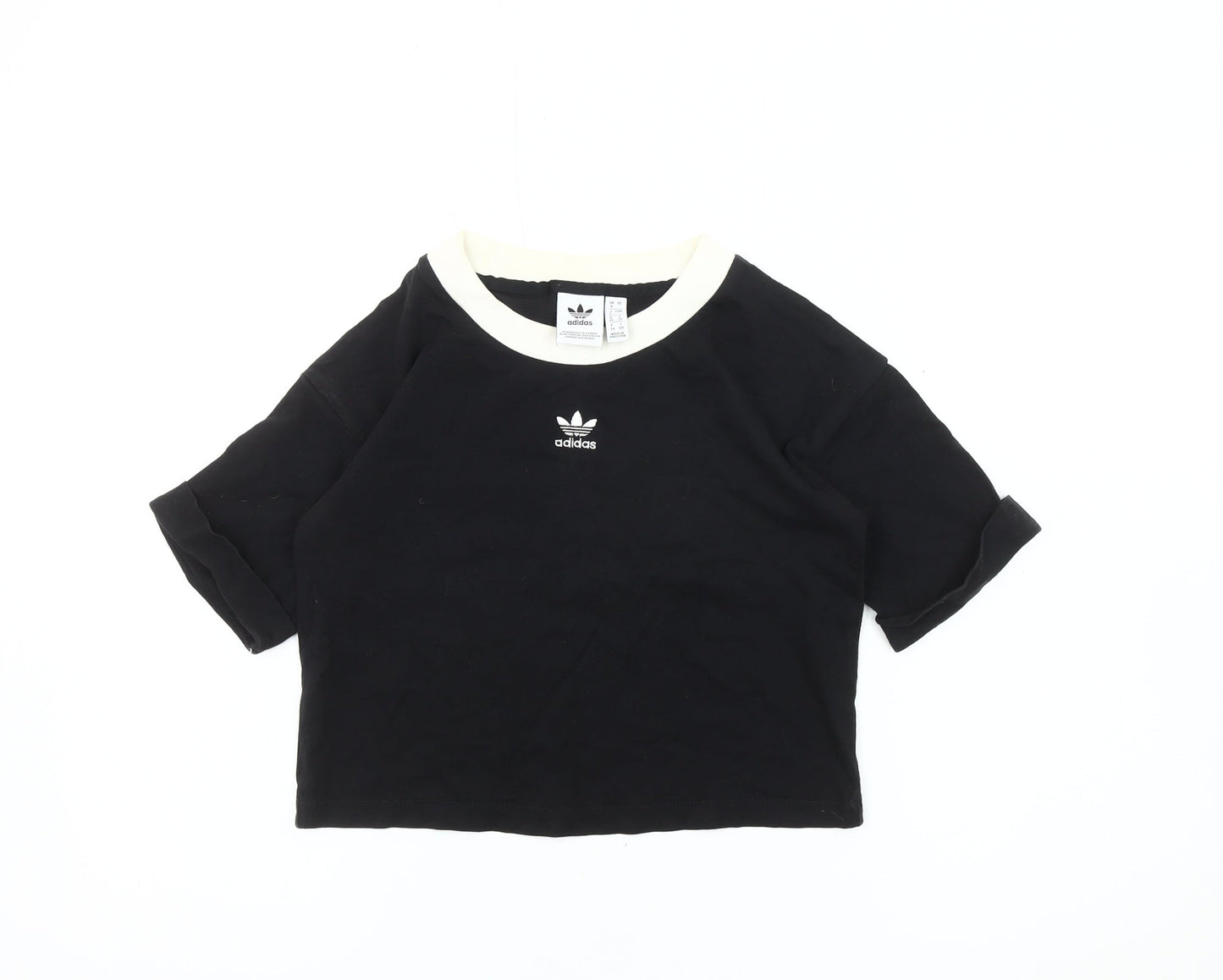 Adidas Women's Black Ringer T-Shirt, Size 8