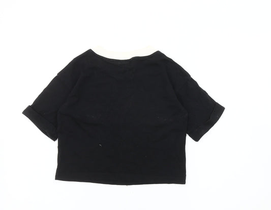 Adidas Women's Black Ringer T-Shirt, Size 8