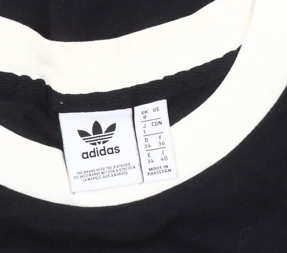Adidas Women's Black Ringer T-Shirt, Size 8