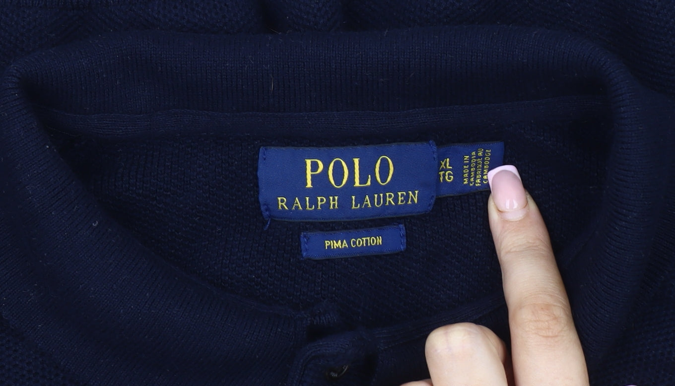 Ralph Lauren Men's Blue Polo XL Long Sleeve