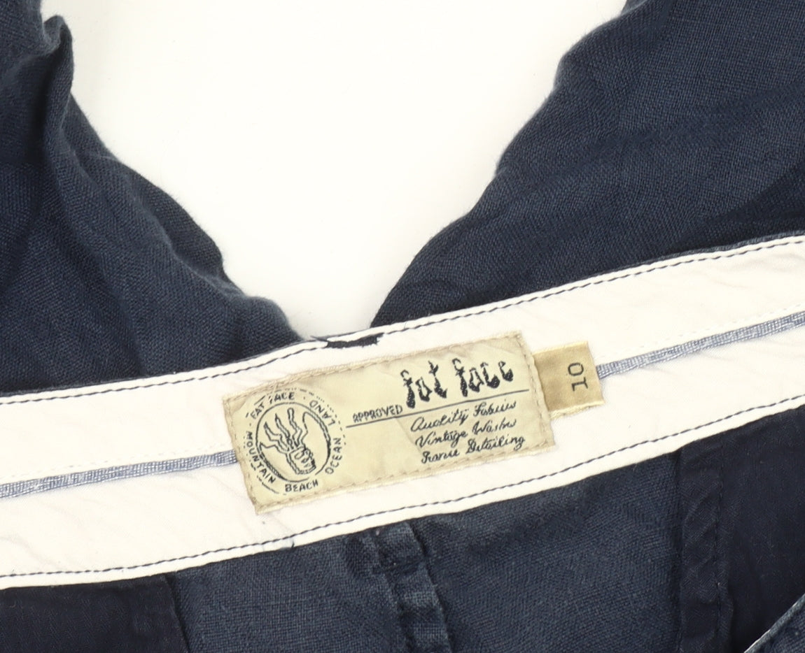 Fat Face Women's Blue Linen Relaxed Trousers Size 10