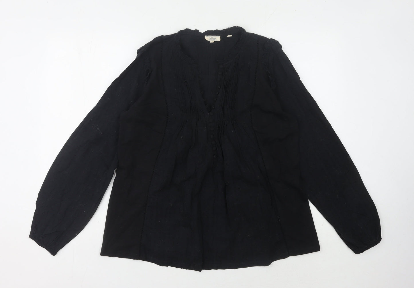 Fat Face Women's Black Blouse UK 10 Long Sleeve