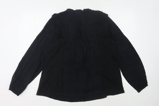 Fat Face Women's Black Blouse UK 10 Long Sleeve