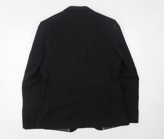Marks and Spencer Men's Black Suit Jacket - M, Formal, Single-Breasted