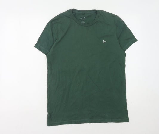Jack Wills Men's Green T-Shirt, Size S, Crew Neck