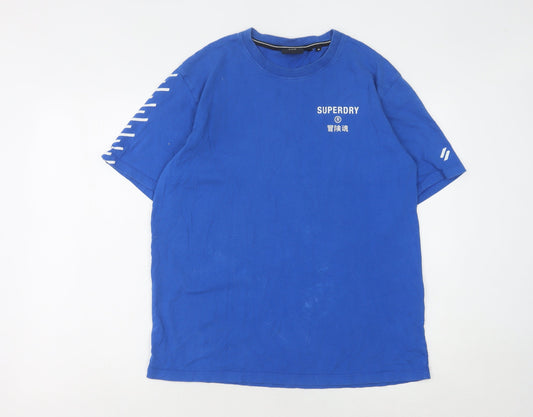 Mens UK Size M Superdry Blue Cotton T-Shirt