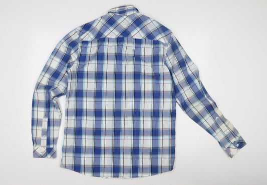 Lacoste Men's Blue Plaid Button-Up Shirt 40