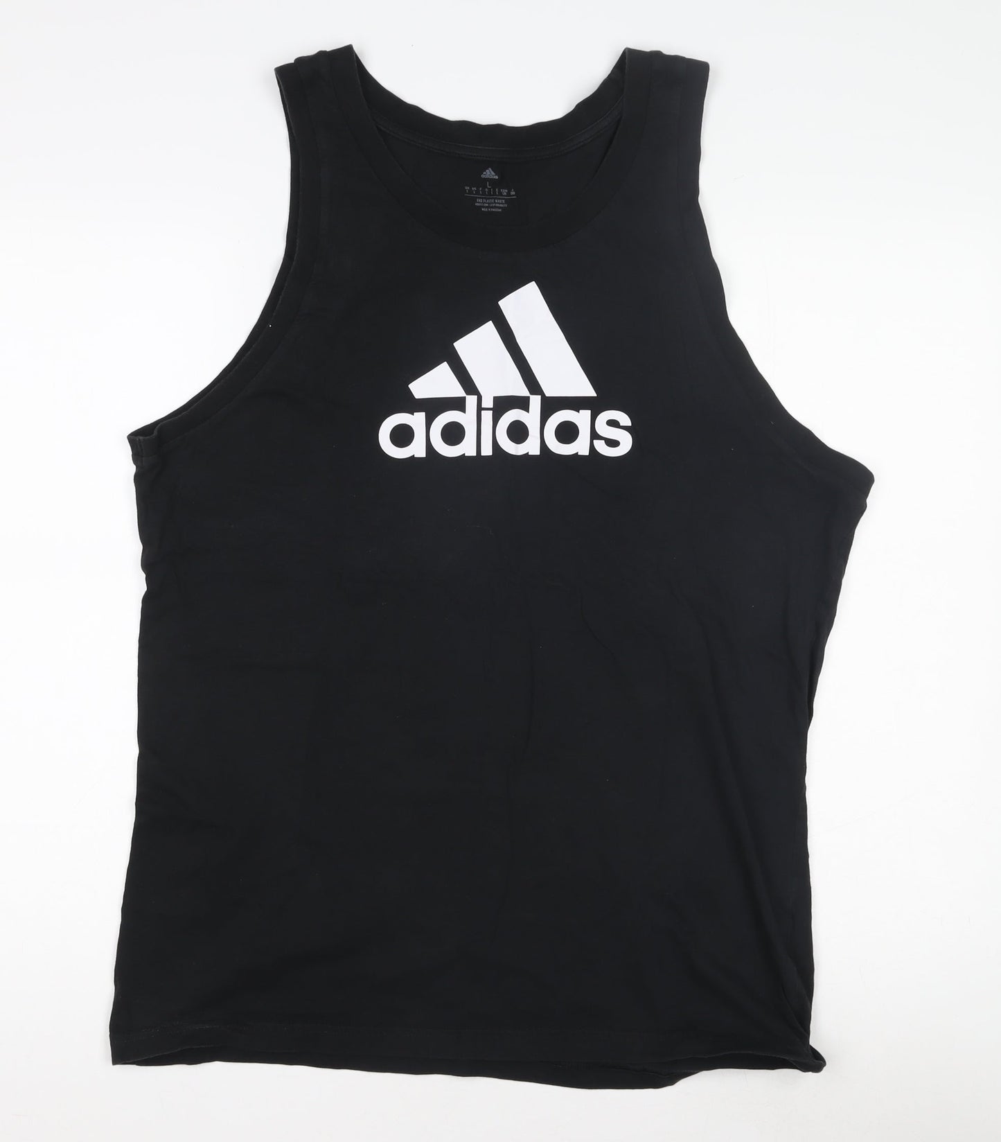 adidas Men's Black Cotton Tank Top L Gym Training