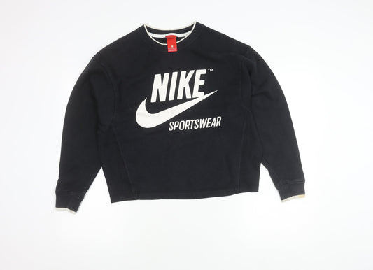 Womens UK XS Regular Nike Black Pullover Sweatshirt