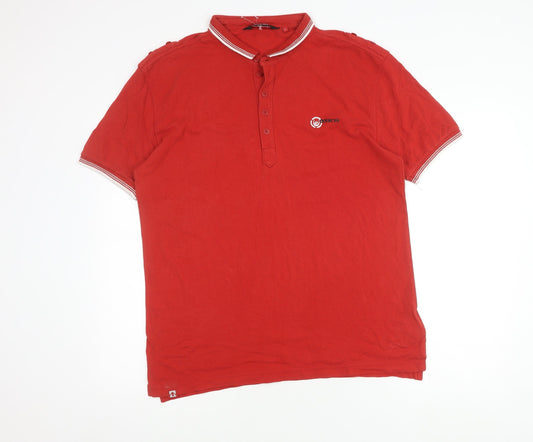 Duck and Cover Men's Red Polo Shirt L Cotton Logo