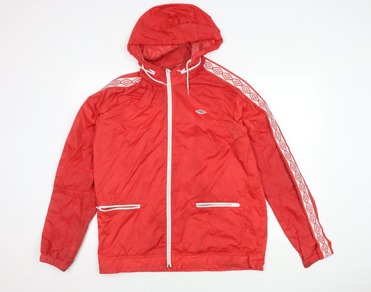 Umbro Men's Red Windbreaker Jacket Size L