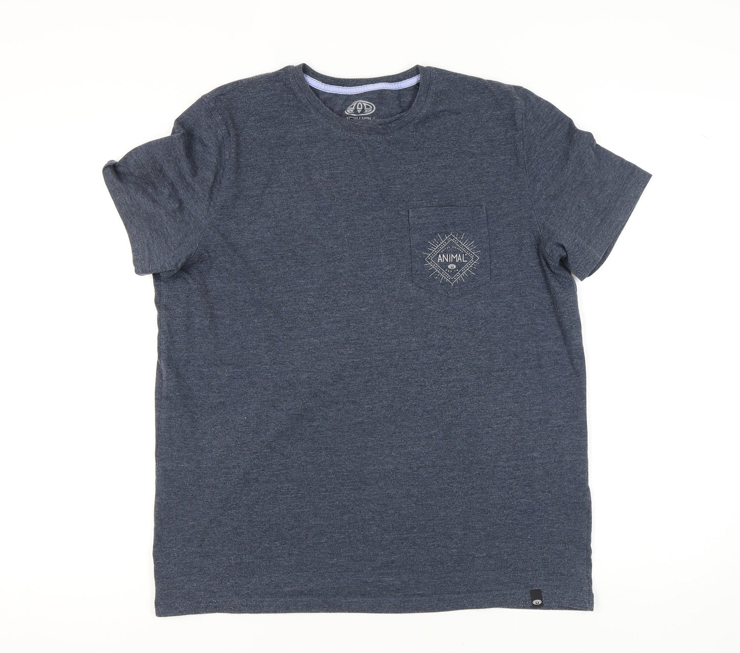 Animal Men's Blue T-Shirt, Size L, Short Sleeve, Crew Neck