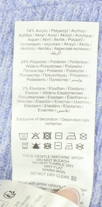 Brand and care label for Only Women's Blue V-Neck jumper S
