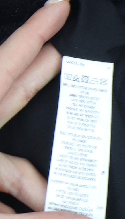 Brand and care label for French Connection Women's Black Floral Sheath Dress, size 6