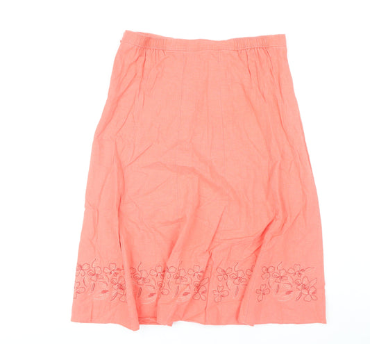 Marks and Spencer Pink Embroidered Midi Skirt Size 16