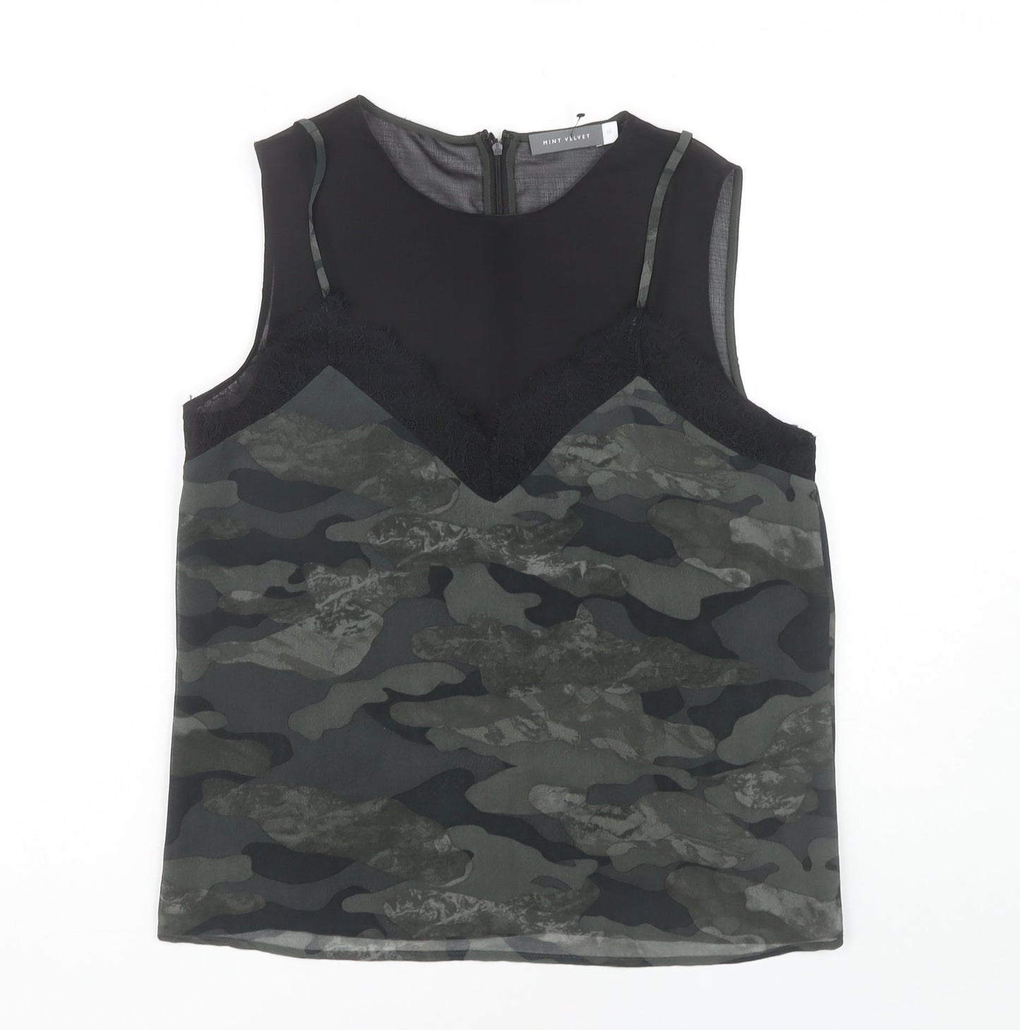 Mint Velvet Women's Green Camouflage Camisole Blouse