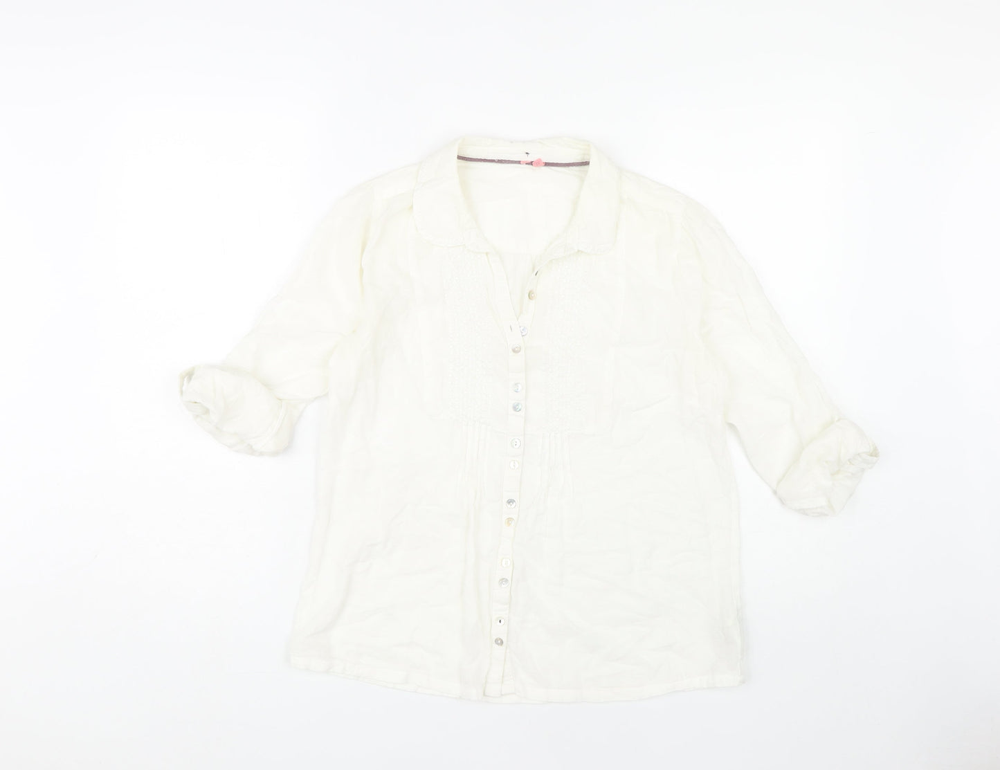 White Stuff Women's White Button-Up Shirt Size 10