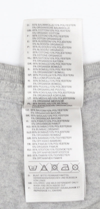 Brand and care label for Adidas Men's Grey Logo T-Shirt L Sports Jersey