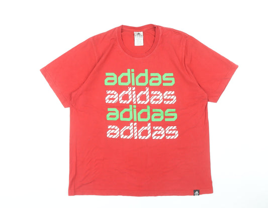 Mens UK Size L adidas Red Cotton T-Shirt