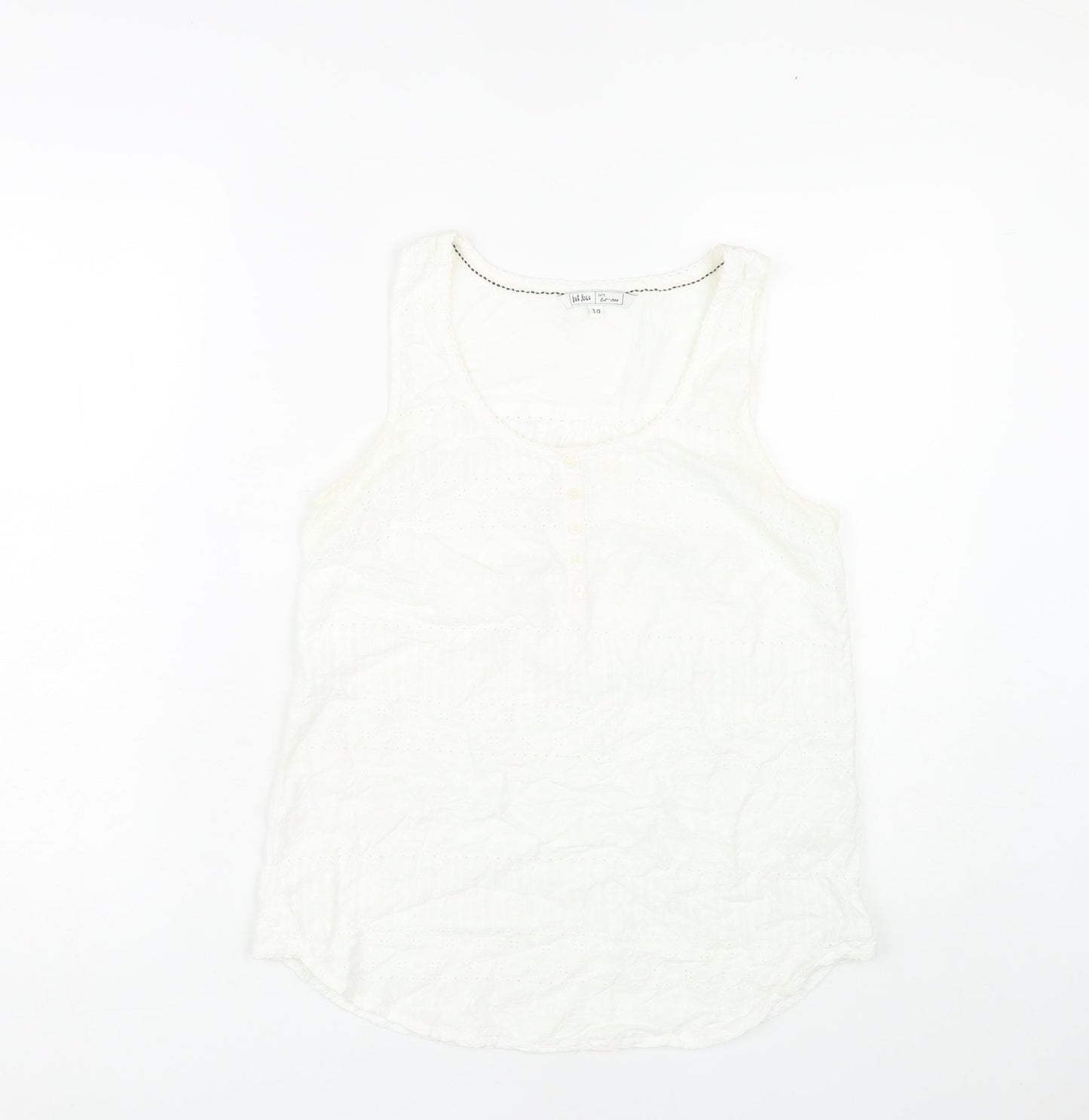 Fat Face Women's White Cotton Tank Top Size 10