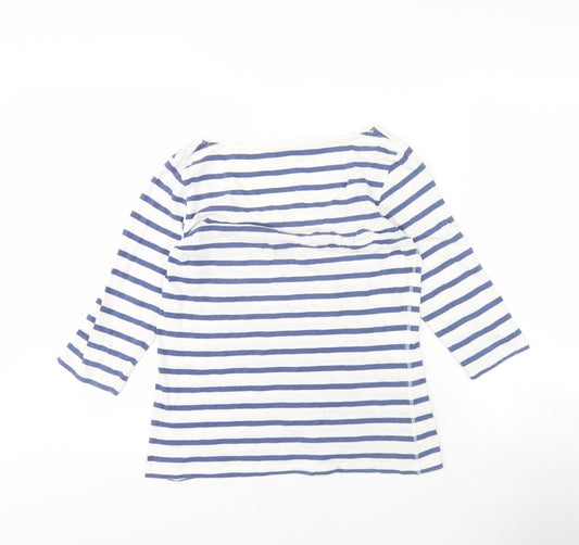 Crew Clothing Women's Striped T-Shirt, Blue/White, Size 12
