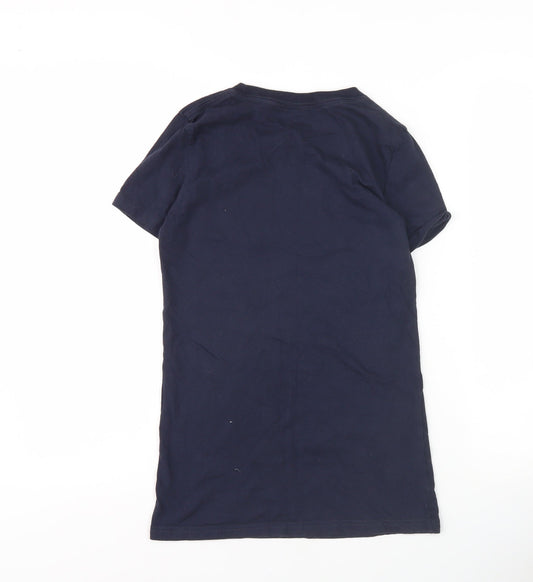 Unisex Adultss UK Size M League Collegiate Blue 100% Cotton T-Shirt
