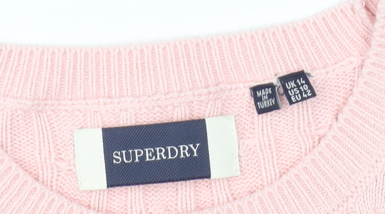 Superdry Pink Striped Women's Cotton Pullover Jumper