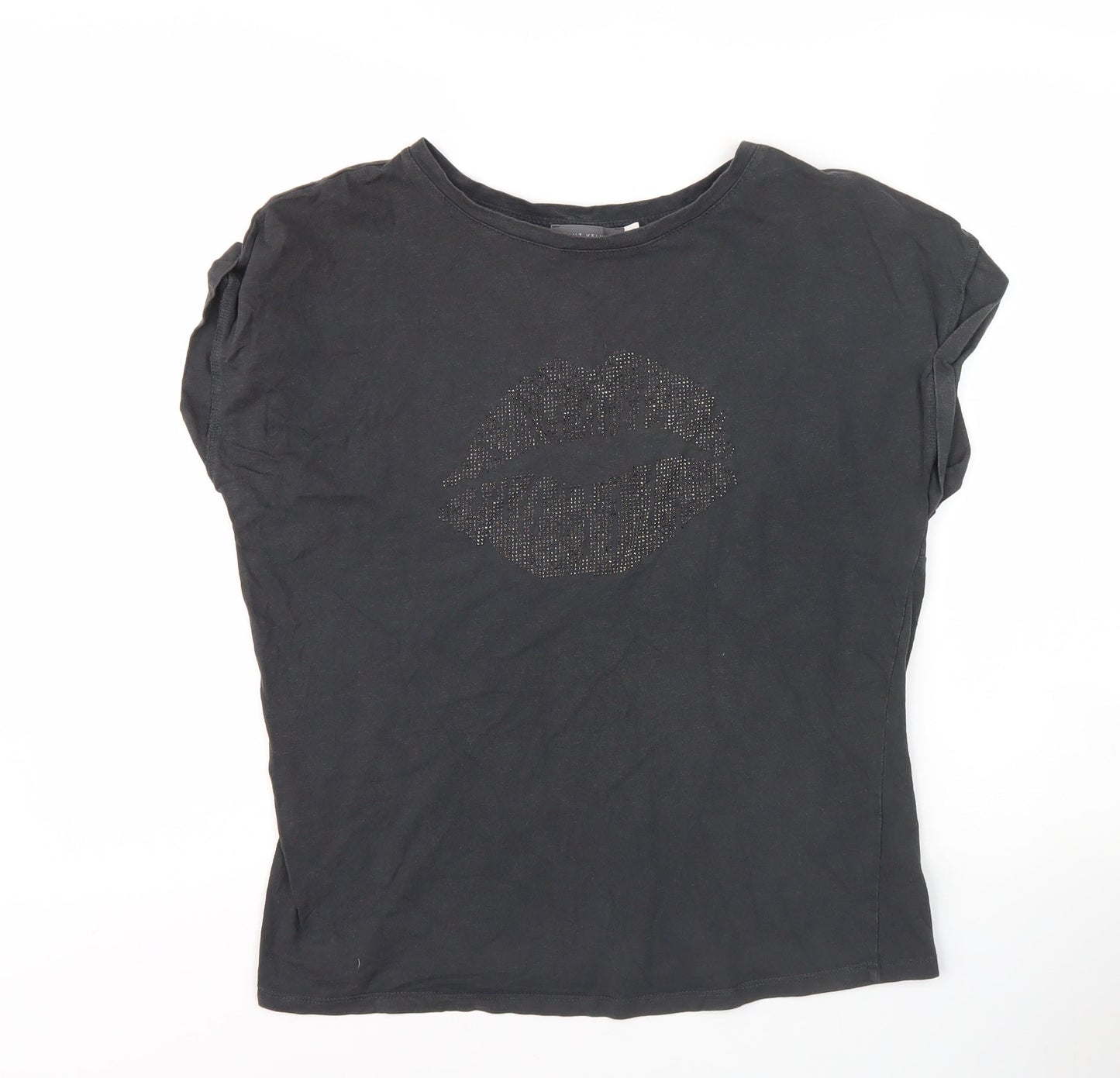 Mint Velvet Women’s Black Rhinestone T-Shirt, Size M