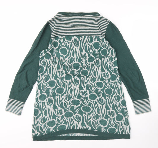 White Stuff Women’s Green Floral Knit Pullover Size 10