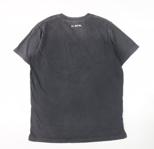 Diesel Men's Black V-Neck T-Shirt, Size M