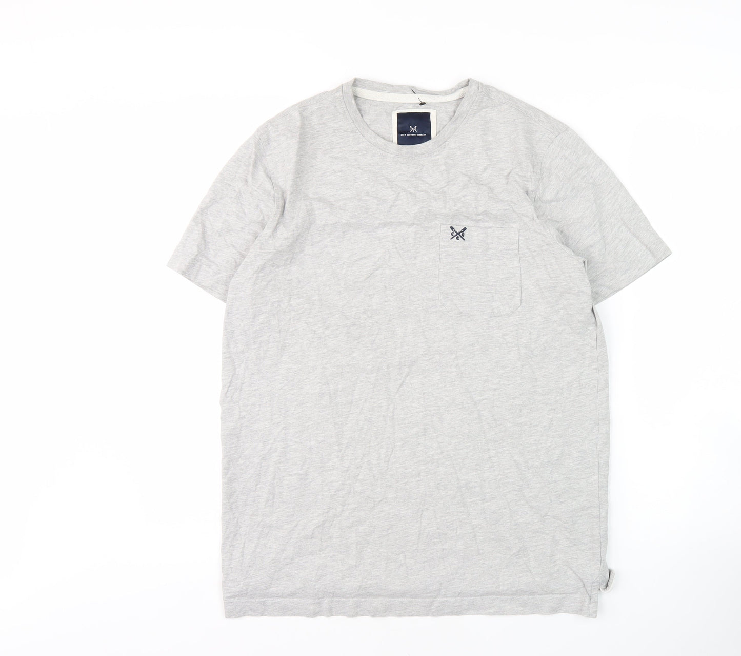 Crew Clothing Men's Grey Crew Neck T-Shirt, M, Logo Accent