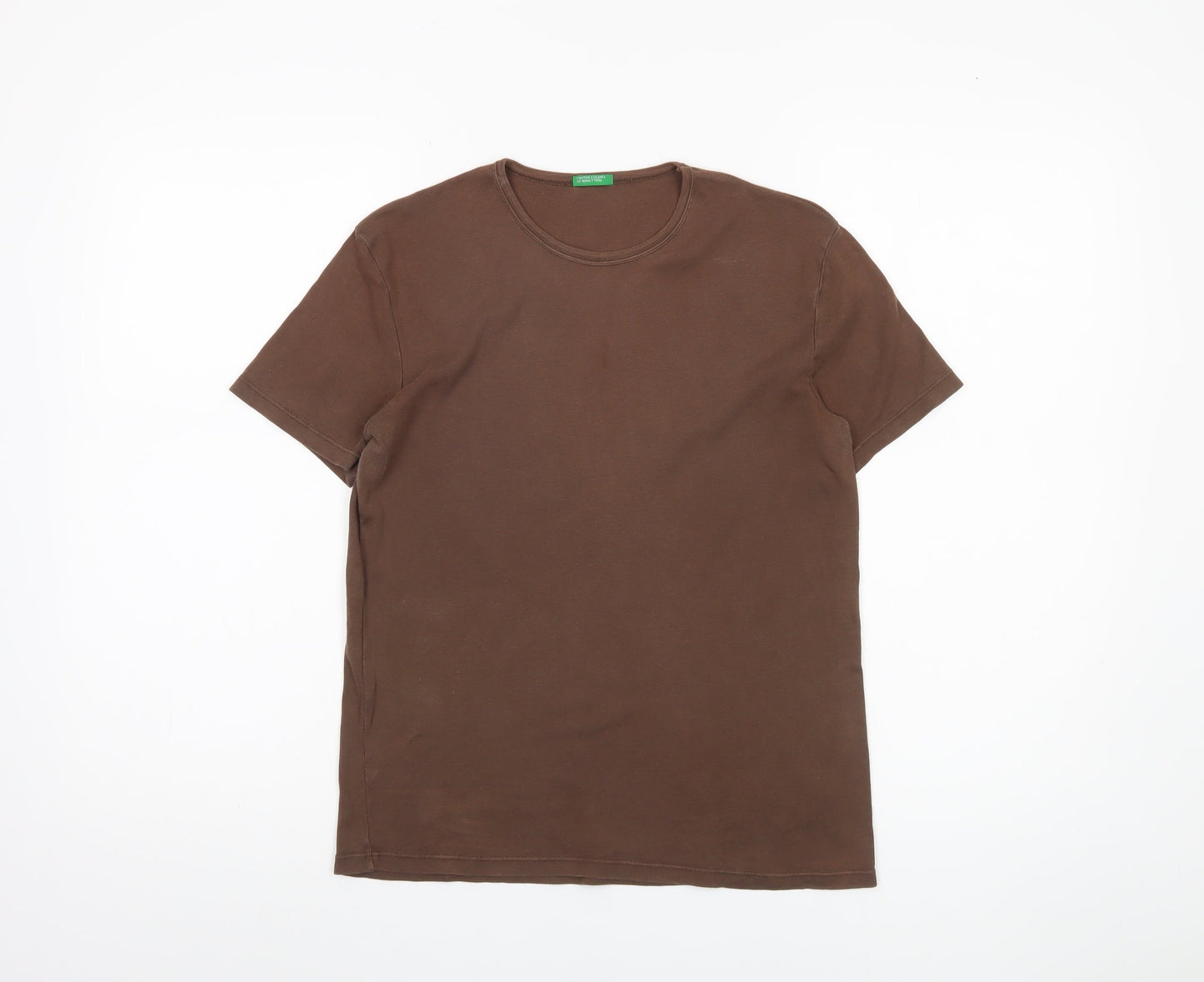 Benetton Unisex Brown Cotton T-Shirt L Casual