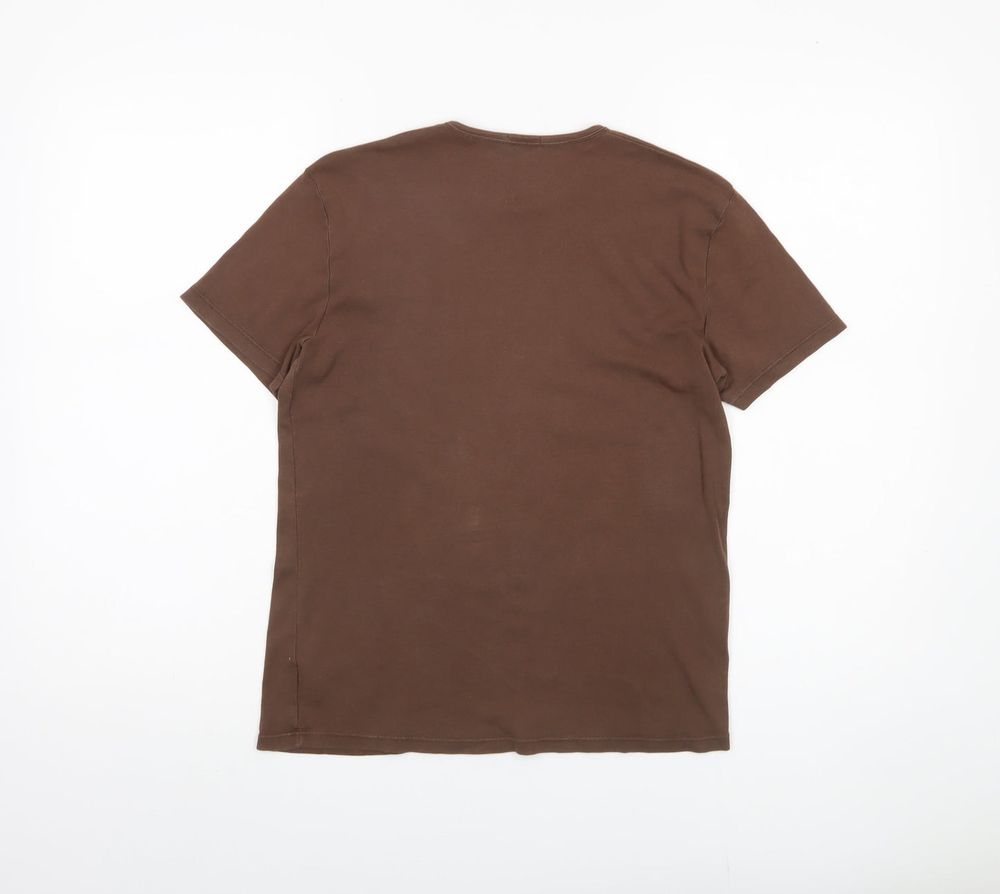 Benetton Unisex Brown Cotton T-Shirt L Casual