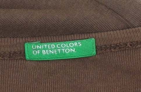 Benetton Unisex Brown Cotton T-Shirt L Casual