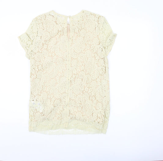 Victoria Beckham Beige Lace Blouse UK 10 Women's