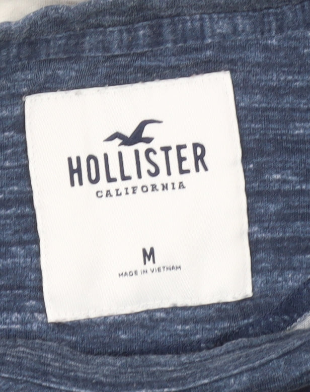 Hollister Men's Blue White Colourblock T-Shirt M