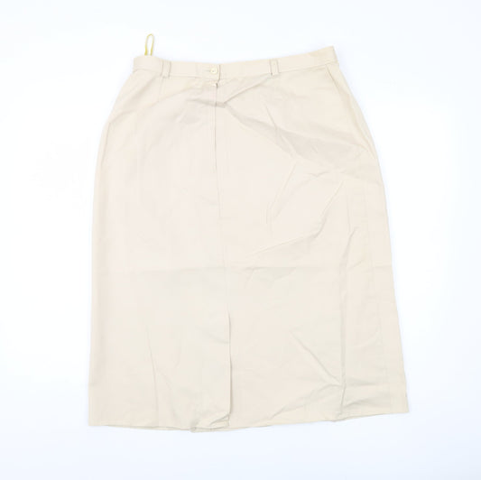 Canda Women's Beige Pencil Skirt, Size 18, Button Closure