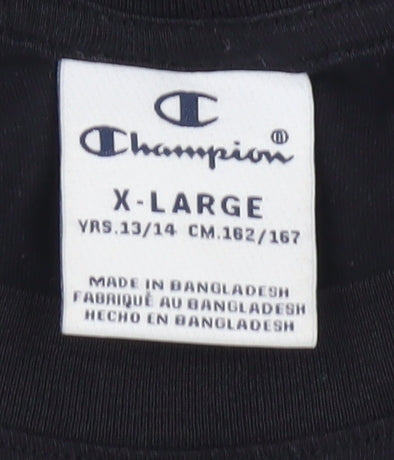 Champion Boys Black XL T-Shirt Logo Short Sleeve