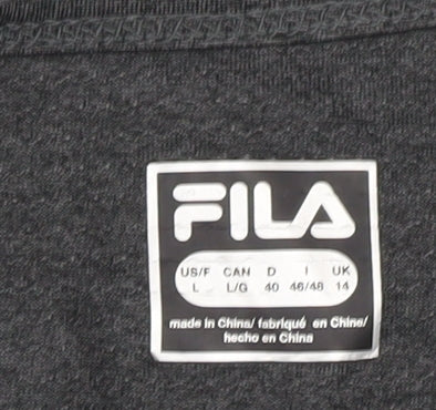 Brand and care label for Fila Women's Black Tank Top - Large, Lightweight Polyester