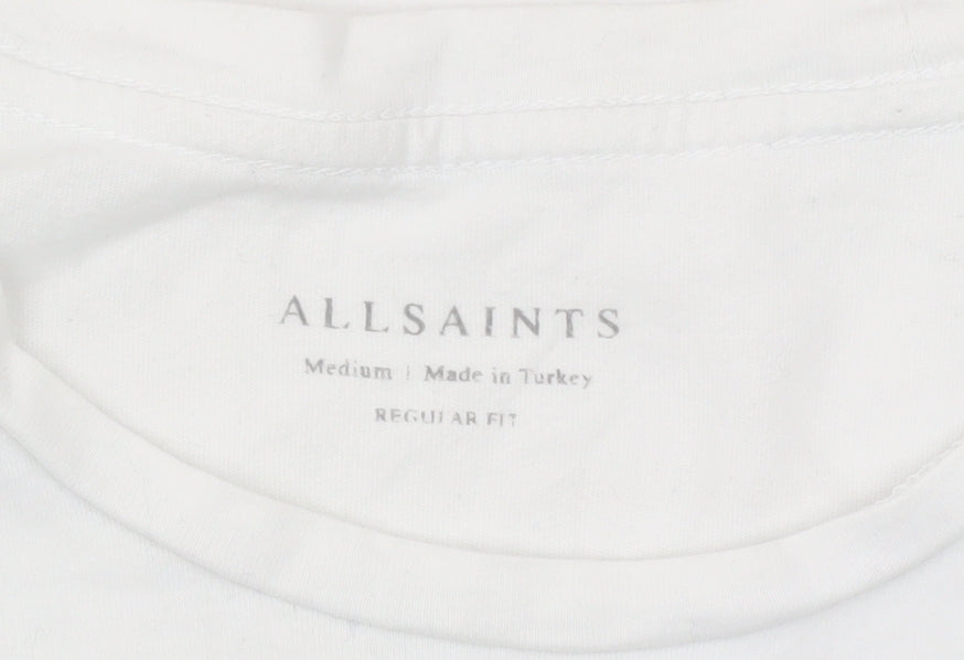 AllSaints Men's Medium White Crew Neck T-Shirt