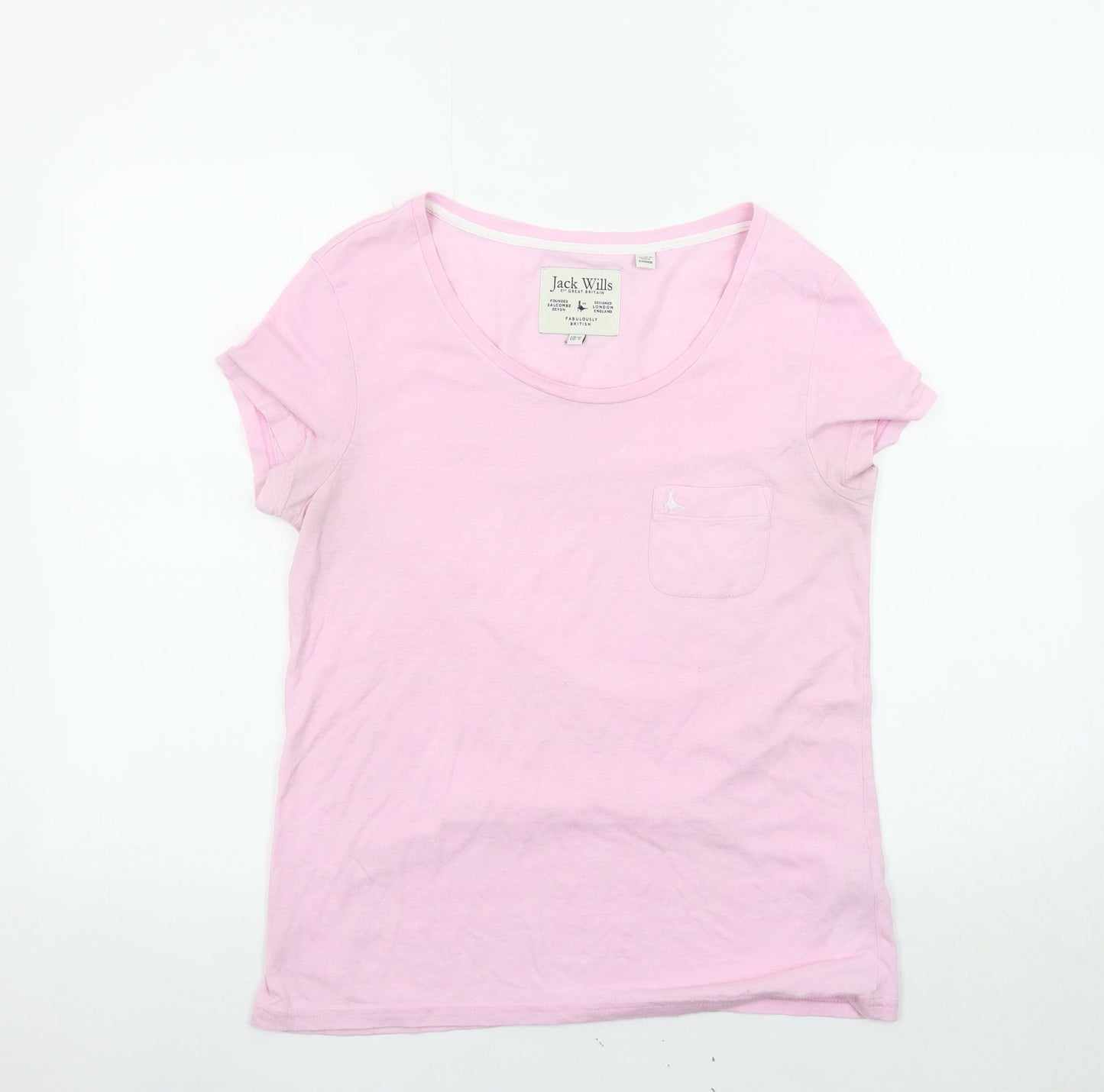 Jack Wills Women's Pink Basic T-Shirt Size 10