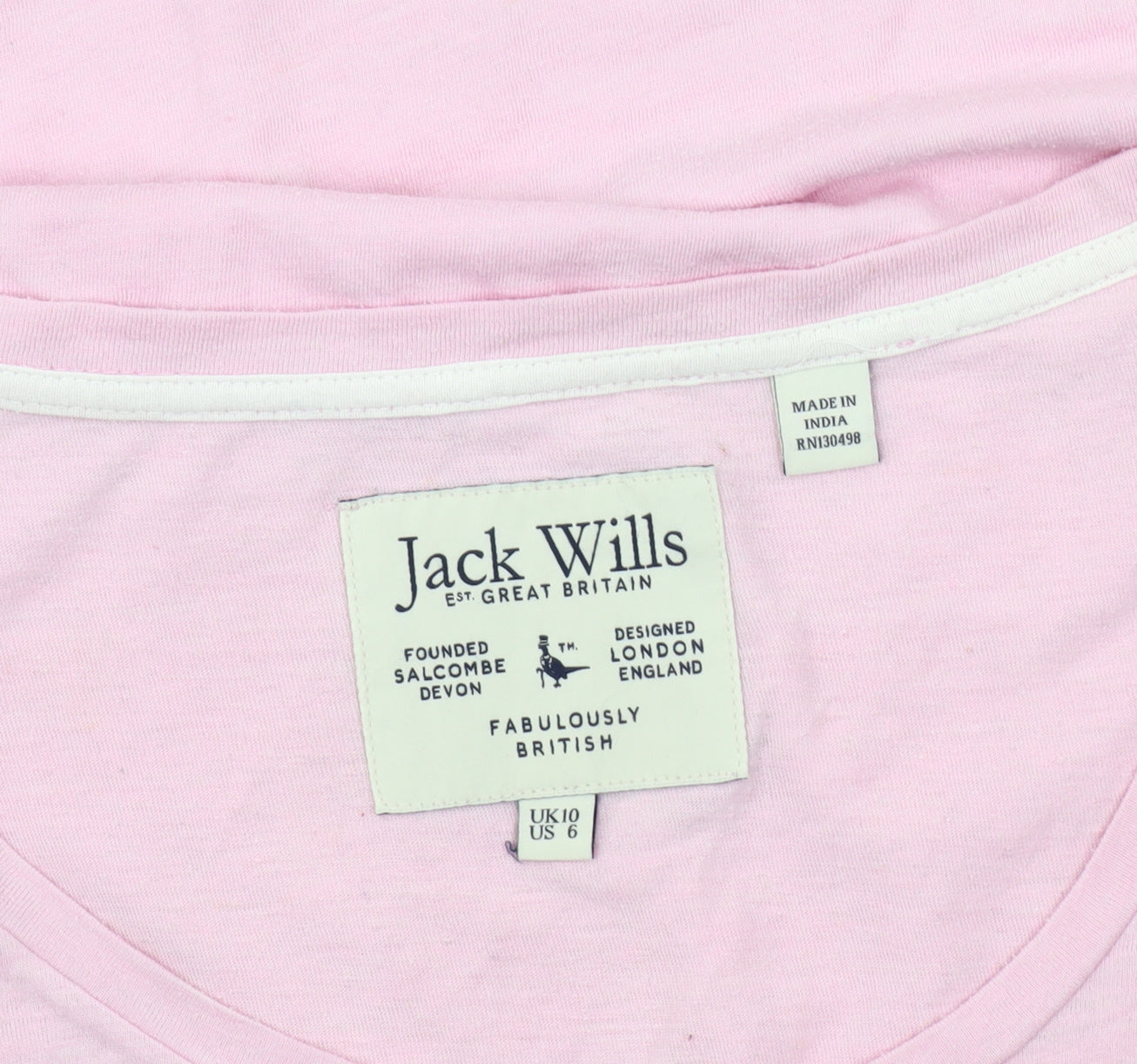 Jack Wills Women's Pink Basic T-Shirt Size 10