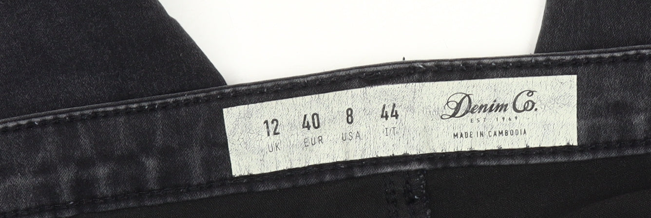 Close-up detail of Denim Co. Women's Black Skinny Jeans, size 12