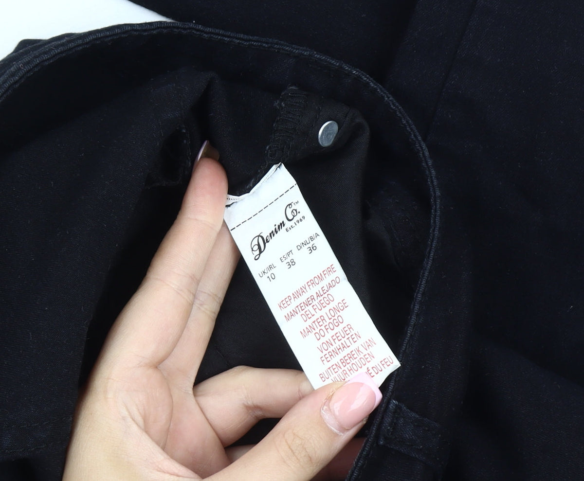 Close-up detail of Denim Co. Women's Black Skinny Jeans, size 10