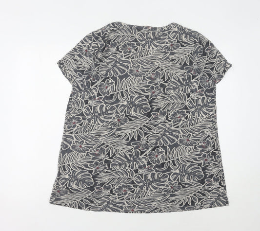 Fat Face Women's Grey Floral T-Shirt Size 12