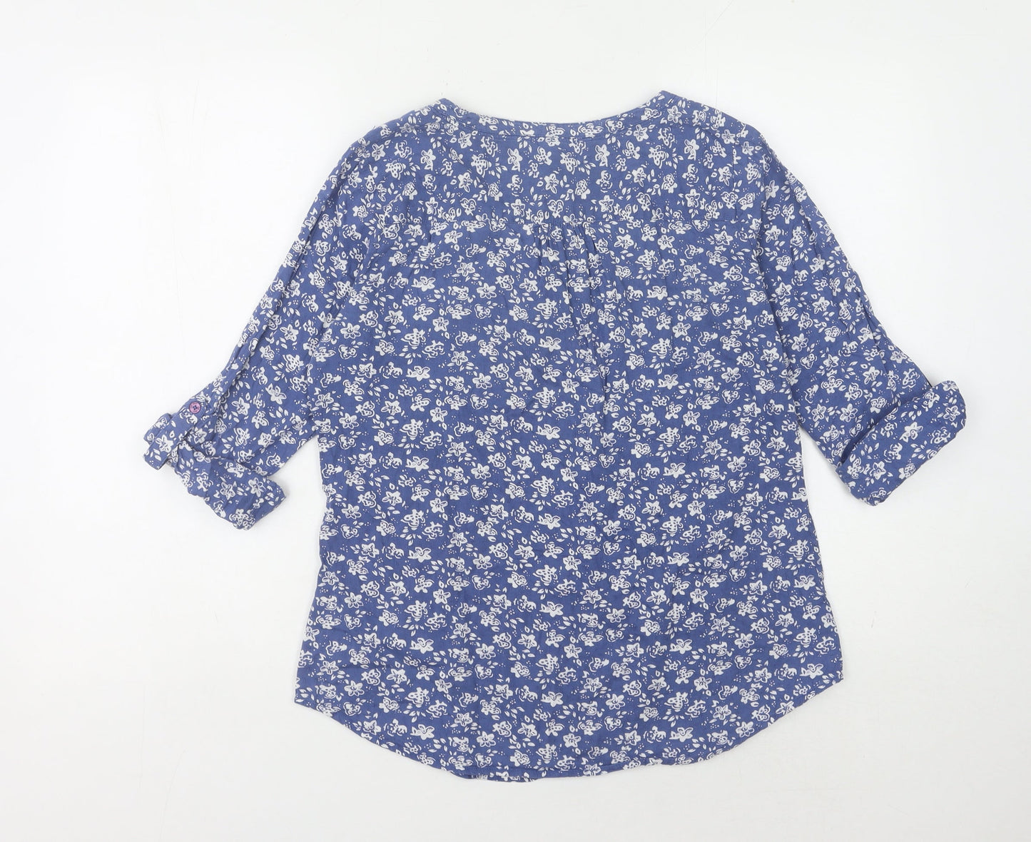 Fat Face Women's Blue Floral 3/4 Sleeve Blouse Size 10