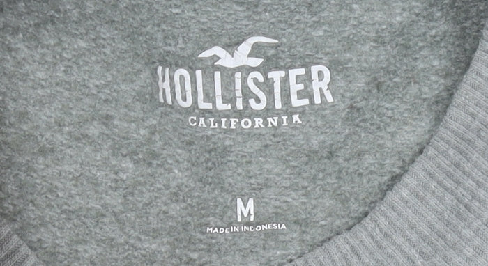 Hollister Grey Graphic Print Sweatshirt M Unisex