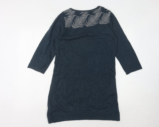 White Stuff Women's Blue Floral Knit Dress Size 12